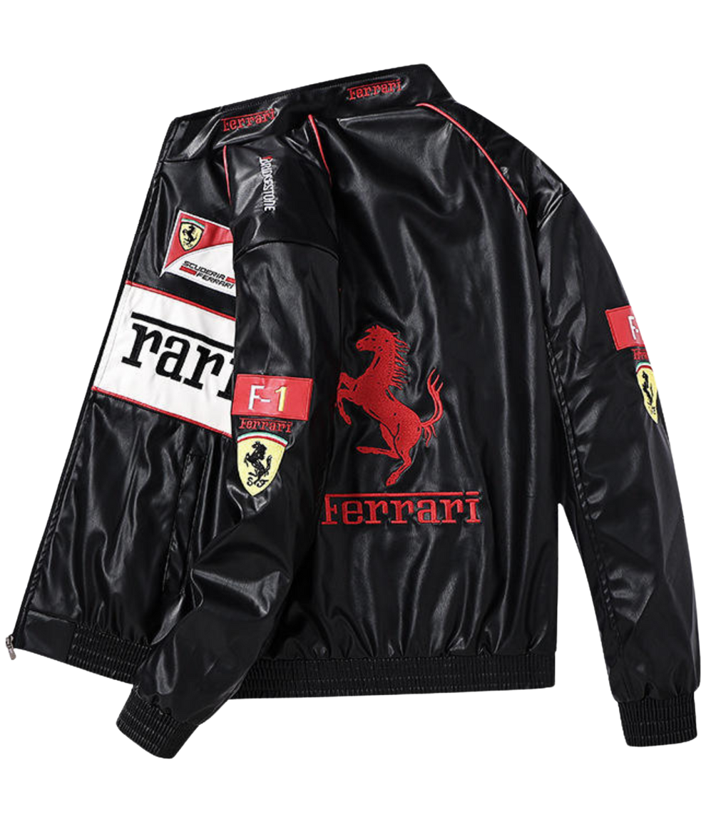Ferrari Leather Black F1 Racing Vintage jacket