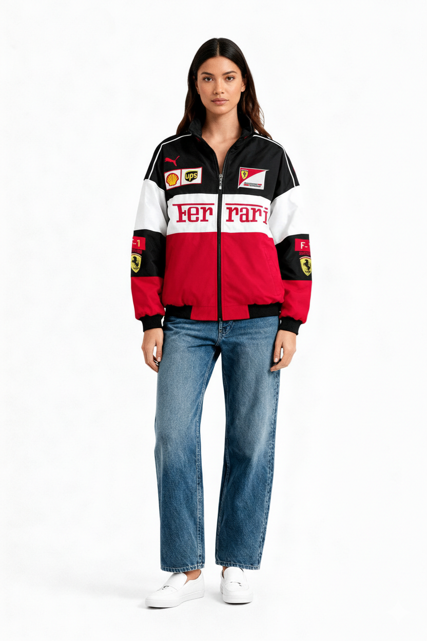 Ferrari WHITE F1 Racing Vintage jacket