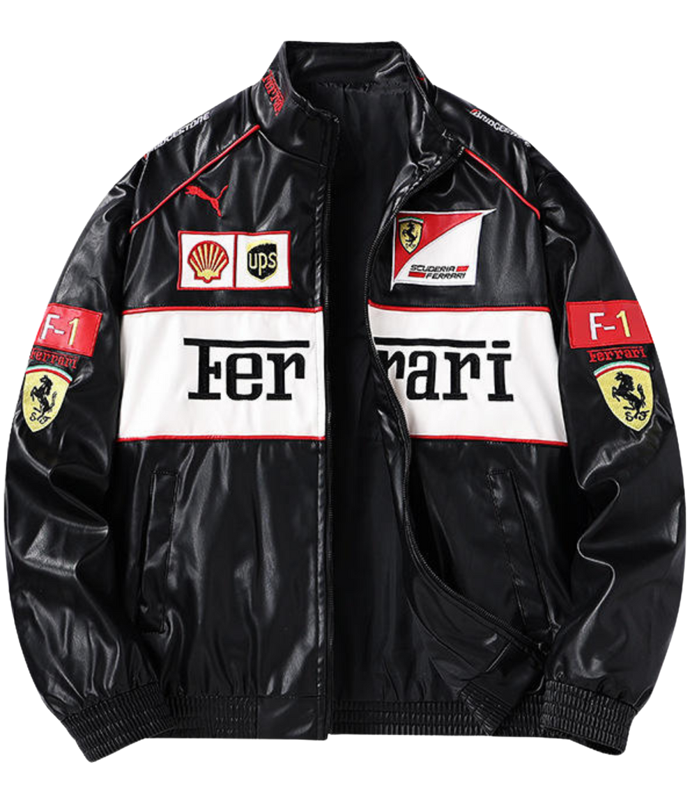 Ferrari Leather Black F1 Racing Vintage jacket